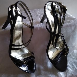 SNAG OFFER NOW @ $12! Enzo Angiolini BLK Hi Heel Patent Leather Sandals, 8M